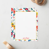 サンゴのケシ花柄パーソナライズされた ノートカード (正面/裏面インサイチュ)