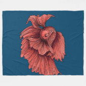 サンゴのシャム戦闘魚 フリースブランケット (正面(横))