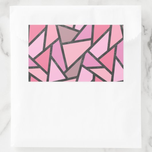 サンゴのステンドグラス模様の色合い 長方形シール (バッグ)