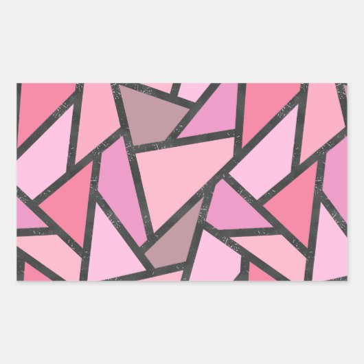 サンゴのステンドグラス模様の色合い 長方形シール (正面)