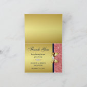 サンゴのスパンコール　ゴールドのネイビーダイヤモンド　リボン　ありがとう サンキューカード (内部)