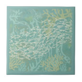 サンゴのターコイズブルーの中の魚の群れ ID1198 タイル (正面)