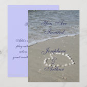サンゴのハートと砂浜 招待状 (正面/裏面)