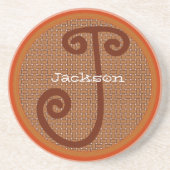 サンゴのバスケット織りモノグラム結婚のコースター コースター (正面)