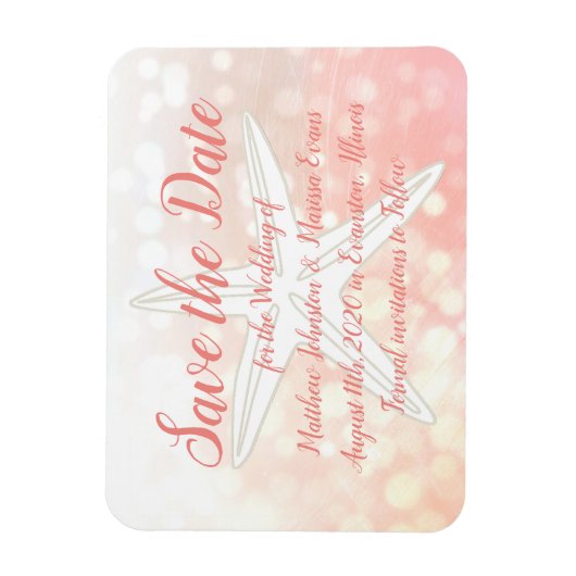 サンゴのヒトデのビーチー日付の磁結婚石を保存 マグネット (縦)