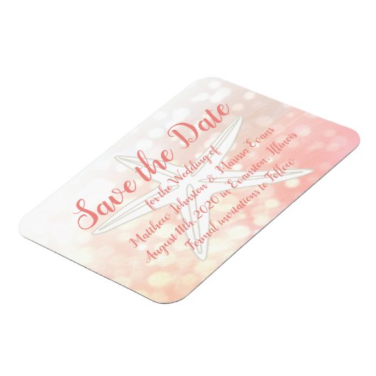 サンゴのヒトデのビーチー日付の磁結婚石を保存 マグネット (左側)