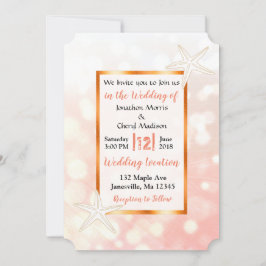 サンゴのヒトデ熱帯結婚式招待状 招待状