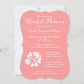 サンゴのピンクと白のブライダルシャワー招待状 招待状 (正面)