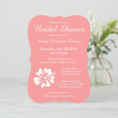 サンゴのピンクと白のブライダルシャワー招待状 招待状 (スタンド正面)