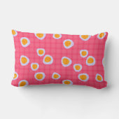 サンゴのピンク色の背景におもしろいのシ市松模様にット ランバークッション (裏面)