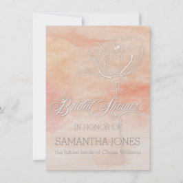 サンゴのモダン水結婚色 招待状