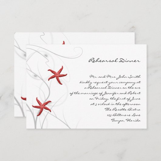 サンゴのリハーサルを結婚行う紅ヒトデ 招待状 (正面/裏面)