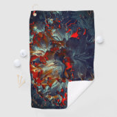 サンゴの上に灰と炭のデジタルフラワー ゴルフタオル (インサイチュ)