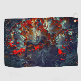 サンゴの上に灰と炭のデジタルフラワー ゴルフタオル