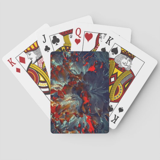 サンゴの上に灰と炭のデジタルフラワー トランプ (裏面)