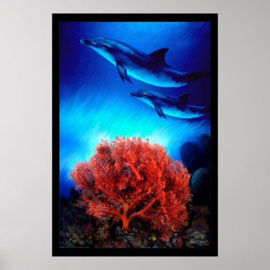 サンゴの上のイルカ ポスター (正面)