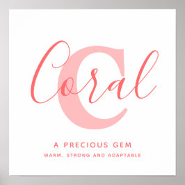 サンゴの名称オレンジピンクの文字 パーソナライズされた ポスター