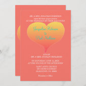 サンゴの夕焼けのハート 招待状 (正面/裏面)