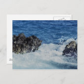 サンゴの岩の絵葉書に波が飛び散る ポストカード (正面/裏面)