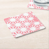 サンゴの幾何学的パターン スクエアペーパーコースター (アングル)