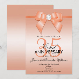 サンゴの弓とリボン 35周年結婚記念日 招待状