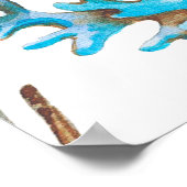 サンゴの手描き水の色の海パターン。ウント ポスター (角)