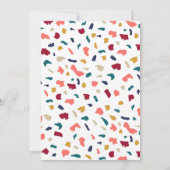 サンゴの明るい大理石のモザイ結婚ク·テラゾ 招待状 (裏面)