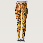 サンゴの明るい色合いを含むツイストされたフラクタル レギンス (正面)