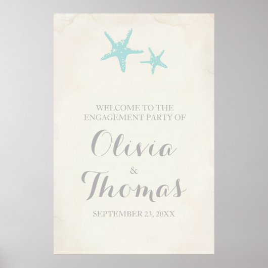 サンゴの星のウェディングエンゲージメントパーティーポスター ポスター (正面)