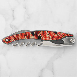 サンゴの曲がった四角形を赤に映し出す ソムリエナイフ