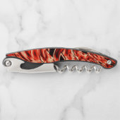 サンゴの曲がった四角形を赤に映し出す ソムリエナイフ (正面)