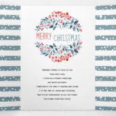 サンゴの果実とストライプクリスマスフォトコラージュ 三つ折りクリスマスカード (内部中)