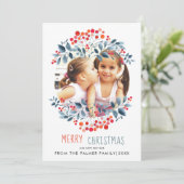 サンゴの果実、ほこりっぽい青葉色のクリスマスフォトH シーズンカード (スタンド正面)