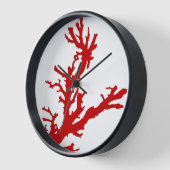 サンゴの枝 – ダークコーラル赤と白 壁時計 (傾斜)