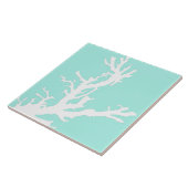 サンゴの枝 – ホワイトオンアクア淡い色のー タイル (側面)