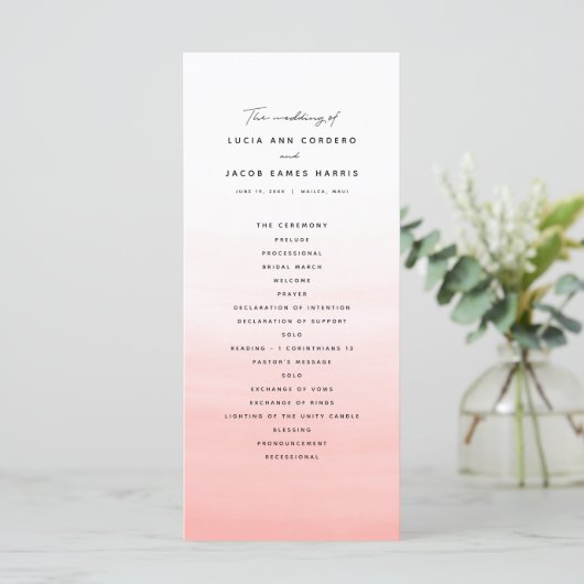 サンゴの水の色の目的地の結婚式 プログラム (スタンド正面)