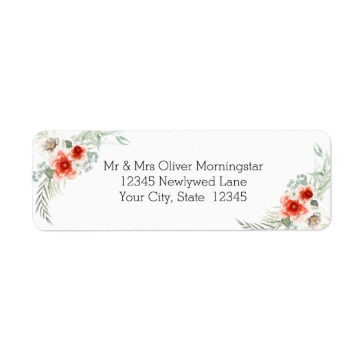 サンゴの水彩のはっきりした花 ラベル (正面)