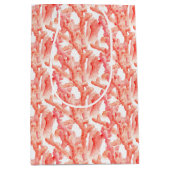 サンゴの水彩画のオレンジと白 ミディアムペーパーバッグ (正面)