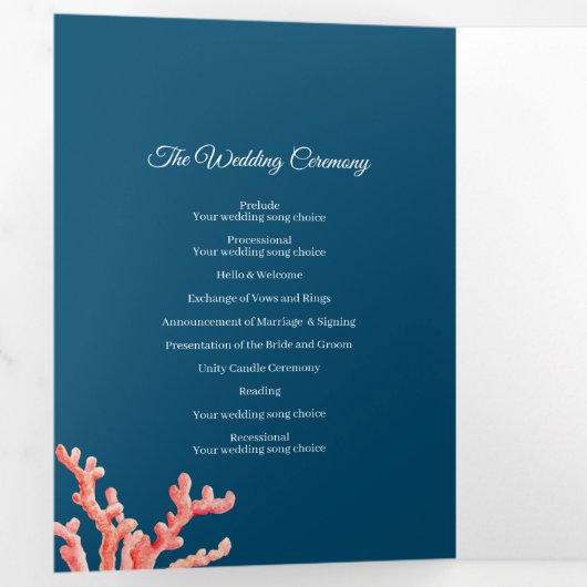 サンゴの水彩画の海洋結婚の 三つ折りプログラム (内部最初)