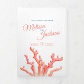 サンゴの水彩画の海洋結婚の 三つ折りプログラム (カバー)