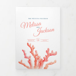 サンゴの水彩画の海洋結婚の 三つ折りプログラム