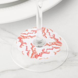 サンゴの水彩画海結婚ズ ワイングラスタグ