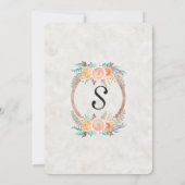 サンゴの水彩花と金ゴールド赤ちゃんシャワー 招待状 (裏面)