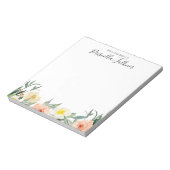 サンゴの水色のモダン花の机から ノートパッド (回転)