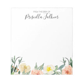 サンゴの水色のモダン花の机から ノートパッド