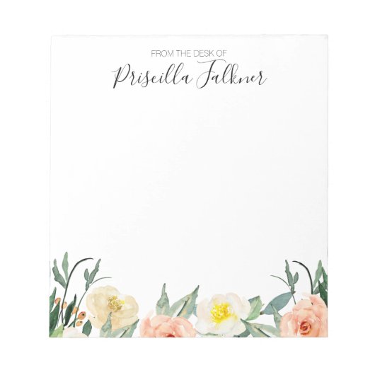 サンゴの水色のモダン花の机から ノートパッド (正面)