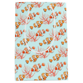 サンゴの水色を持つ2匹のピエロまたはエネモニッシュ ミディアムペーパーバッグ