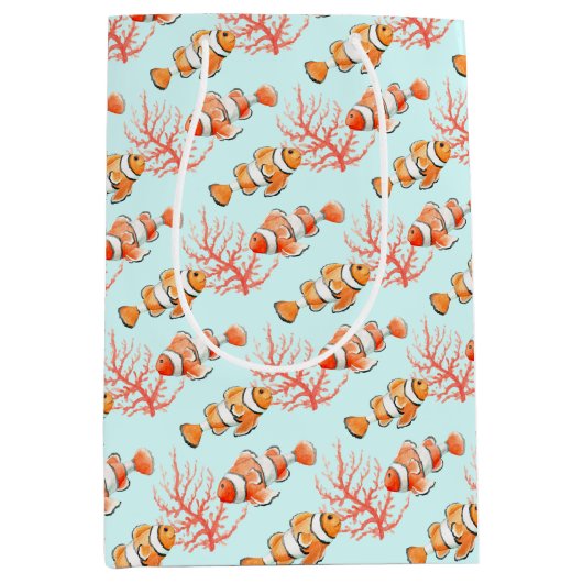 サンゴの水色を持つ2匹のピエロまたはエネモニッシュ ミディアムペーパーバッグ (正面)