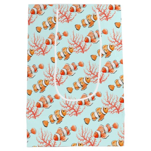 サンゴの水色を持つ2匹のピエロまたはエネモニッシュ ミディアムペーパーバッグ (裏面)