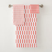 サンゴの白い幾何学的パターン バスタオルセット (インサイチュ)